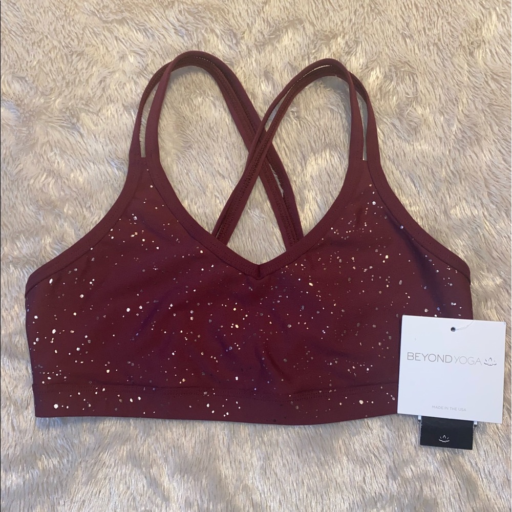 Beyond Yoga Alloy Speckled Double Back Bra